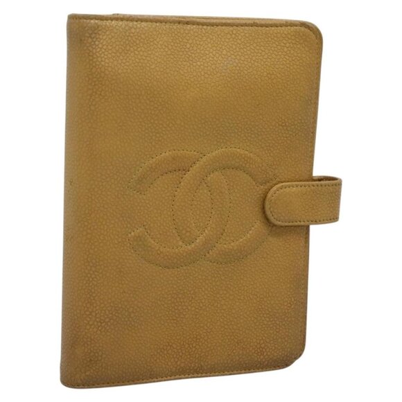 CHANEL COCO Mark Day Planner Cover Grained Calf Skin Beige Gold CC Auth BA4033 - Picture 1 of 16